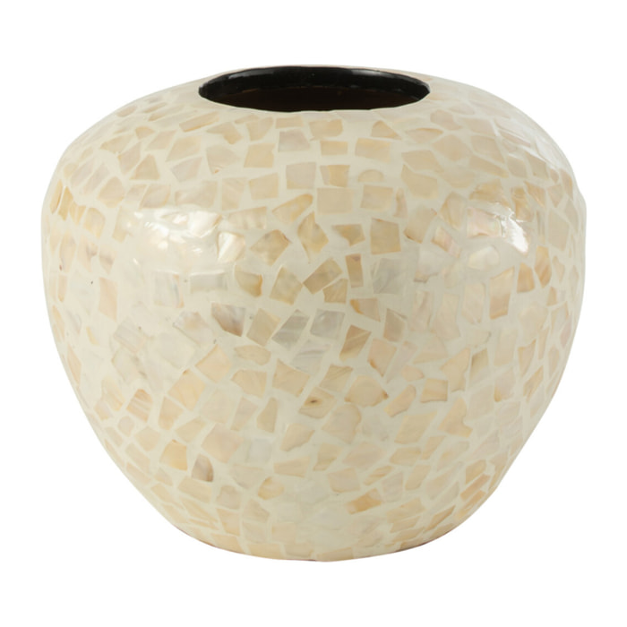 J-Line vase Nuye Boule Mosaïque - bambou - ivoire - Ø 26 cm