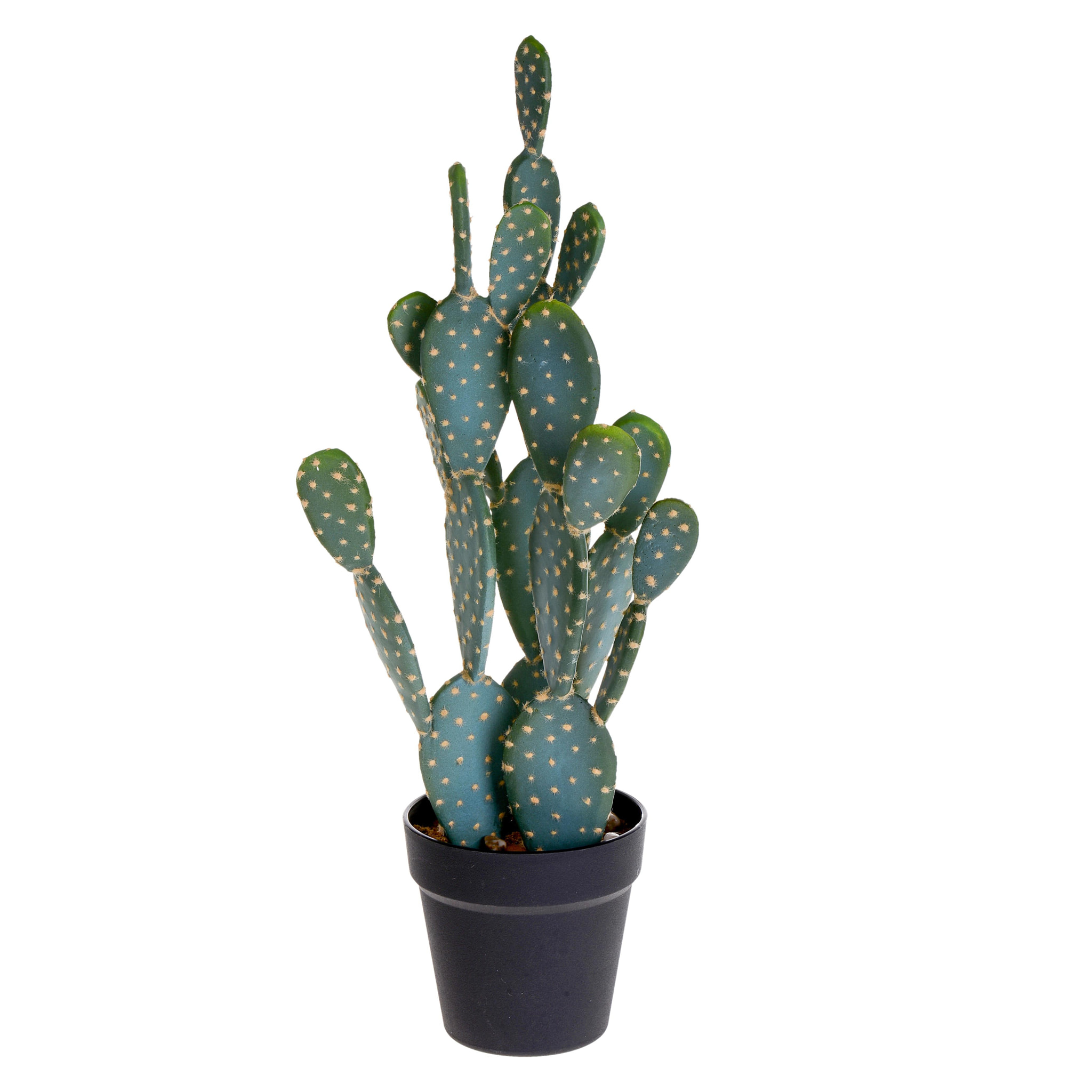 Cactus Opunthia Con Vaso. Altezza 56 Cm - Pezzi 1 - 14X56X14cm - Colore: Verde - Bianchi Dino - Piante Artificiali