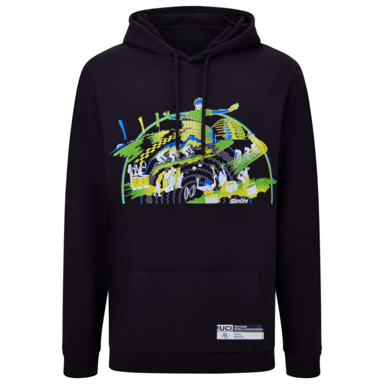 2025 Uci Road World Championships - Felpa Con Cappuccio Kigali - Nero - Unisex
