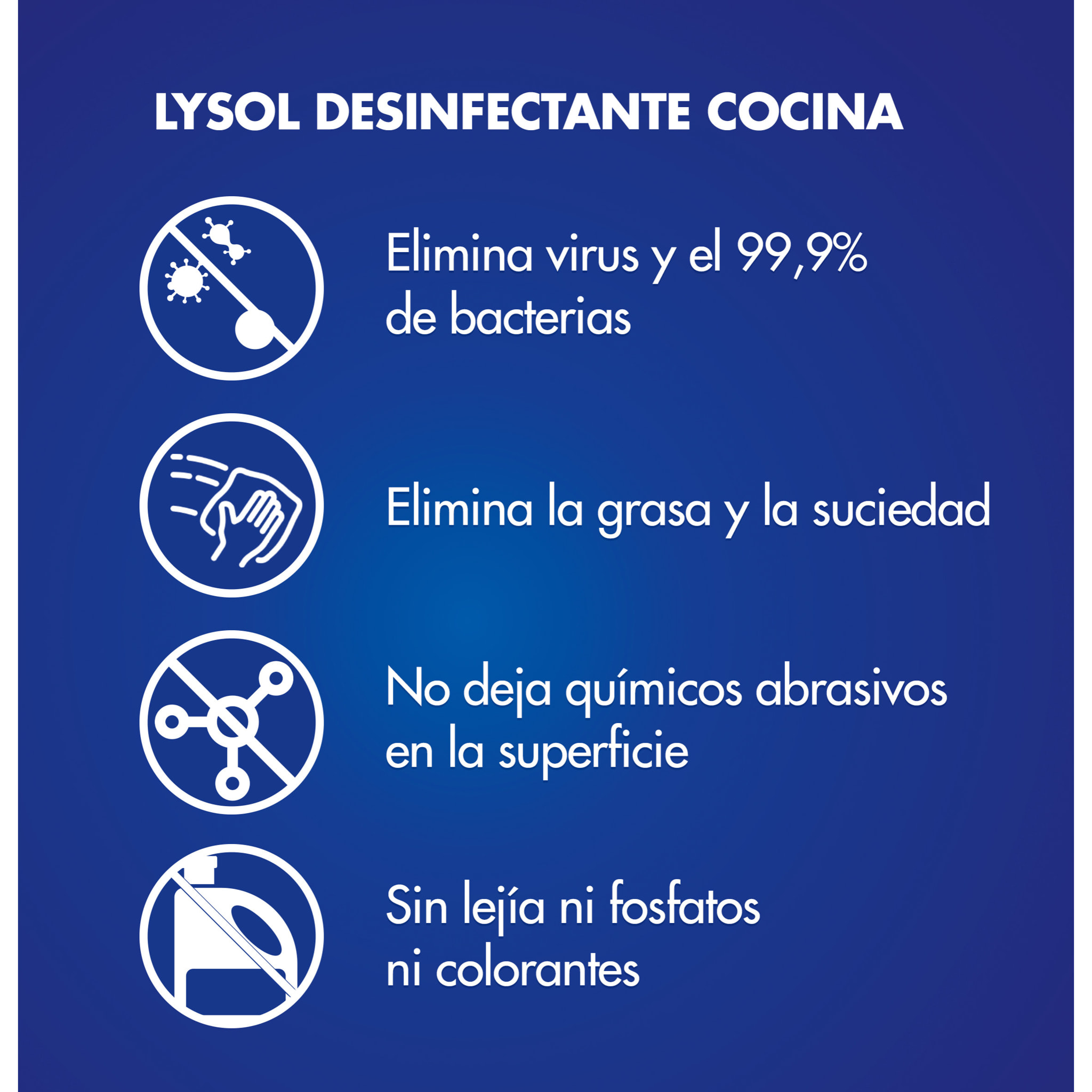 Lysol Limpiador desinfectante quitagrasas cocinas, elimina virus, bacterias sin lejía, aroma limón, spray - Pack 3x750ml