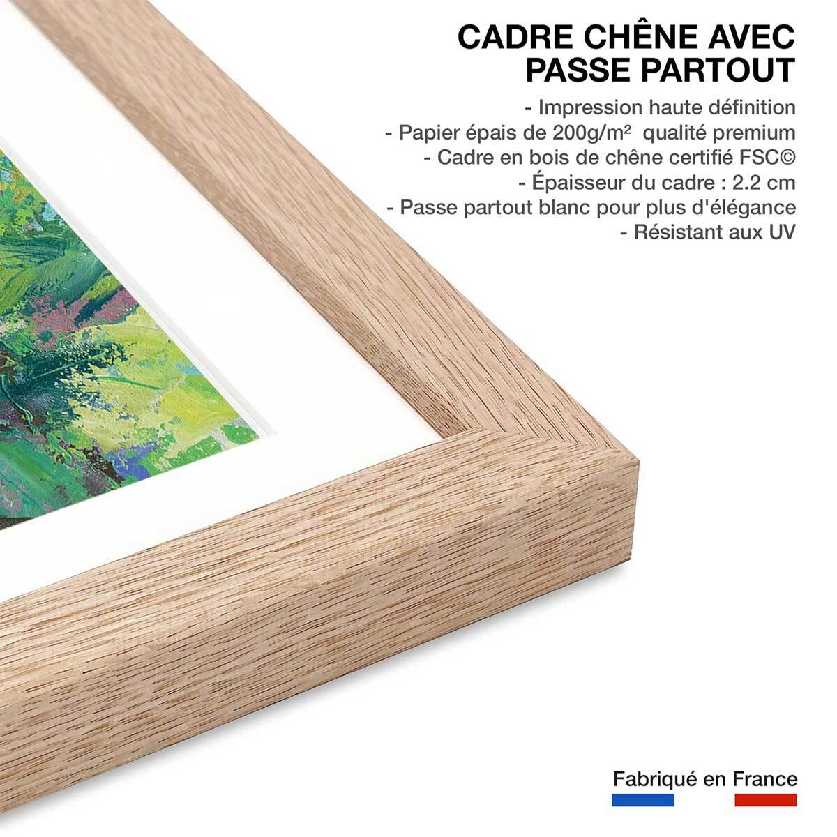 Affiche Bouleaux au bord de l'eau Affiche + cadre en bois - Chêne