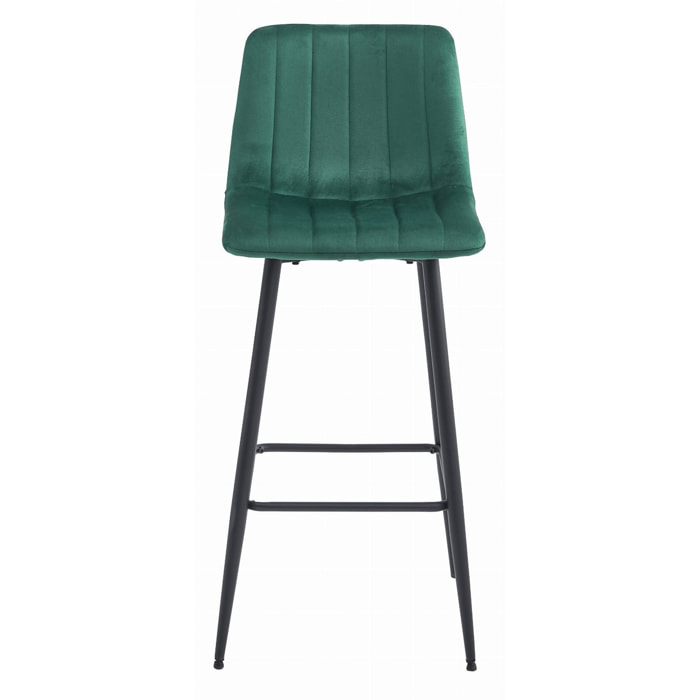 Sgabello da bar Pozza in velluto verde scuro e metallo