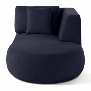 Santorini - module d'assise méridienne droit - en tissu texturé - Bleu marine