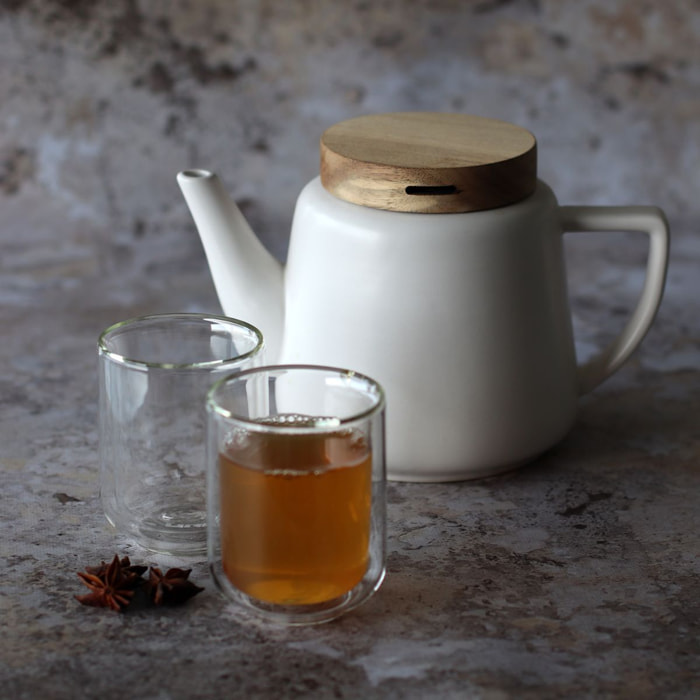 Théière en porcelaine avec couvercle en bois 680ml ENZO