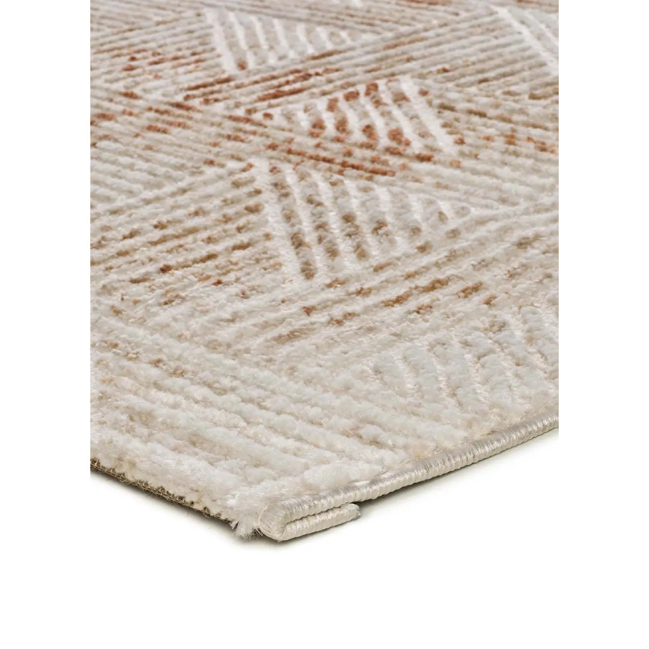 KEOPS Alfombra geométrica con relieve beige/caldera, varias medidas disponibles.