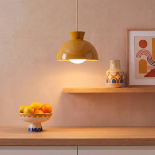 Suspension Lito ronde D.22cm jaune ocre