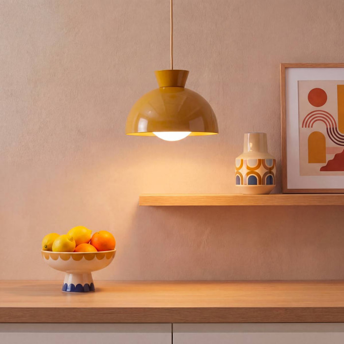 Suspension Lito ronde D.22cm jaune ocre