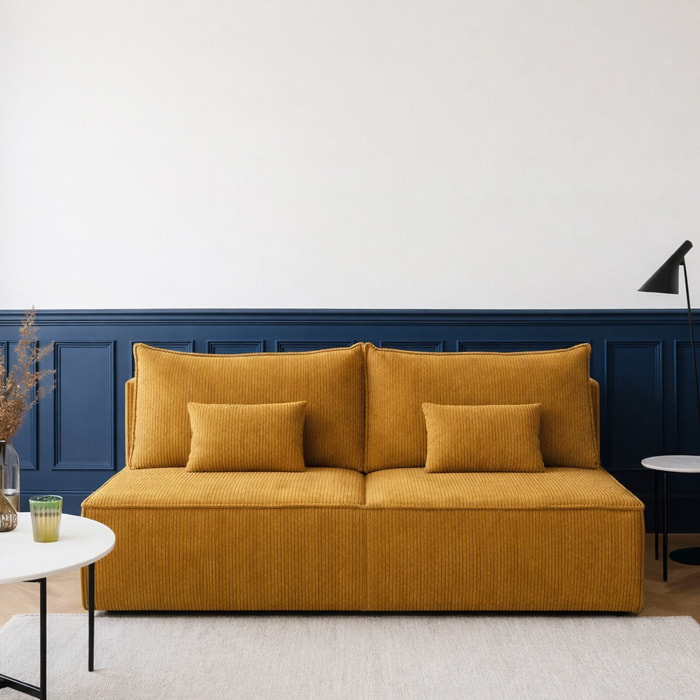 Canapé convertible 3 places en velours côtelé - MILLA