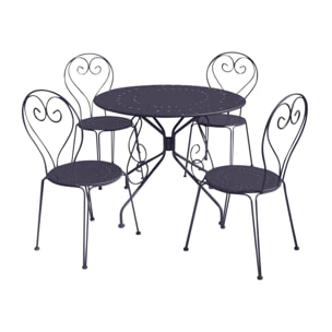 Ensemble table et chaises de jardin  - Anthracite - CASABLANCA
