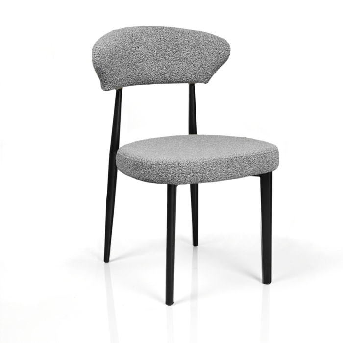 Lot de 2 chaises de salle à manger Tomasucci MELANIA, en tissu, gris, 57 × 48 × 81 cm
