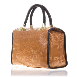 Faenza Borsa tote Donna.Pelle autentica Scamosciata Incisa Fiori