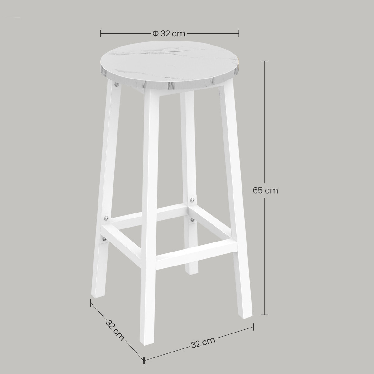 Sgabello da bar alto in stile loft bianco e marmo
