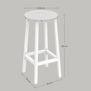 Sgabello da bar alto in stile loft bianco e marmo