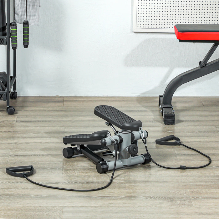 Mini stepper Fitness réglable 2 bandes de résistance incluses écran LCD multifonction gris