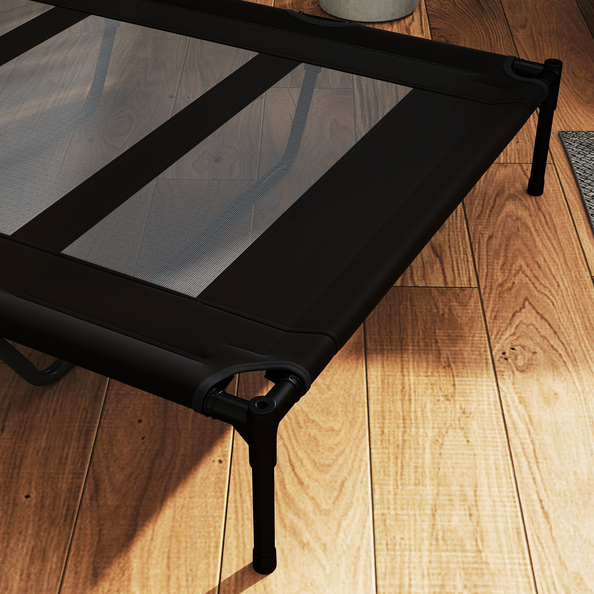 Cama Elevada para Perros Gatos Portátil Cama para Mascotas con Zona de Malla Transpirable y Tela Oxford para Interior Exterior 122x92x23 cm Negro