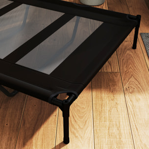 Cama Elevada para Perros Gatos Portátil Cama para Mascotas con Zona de Malla Transpirable y Tela Oxford para Interior Exterior 122x92x23 cm Negro