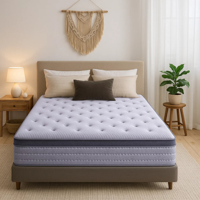 Matelas Nuage | Double surmatelas et ressorts ensachés | 25 cm | innovant et respirant