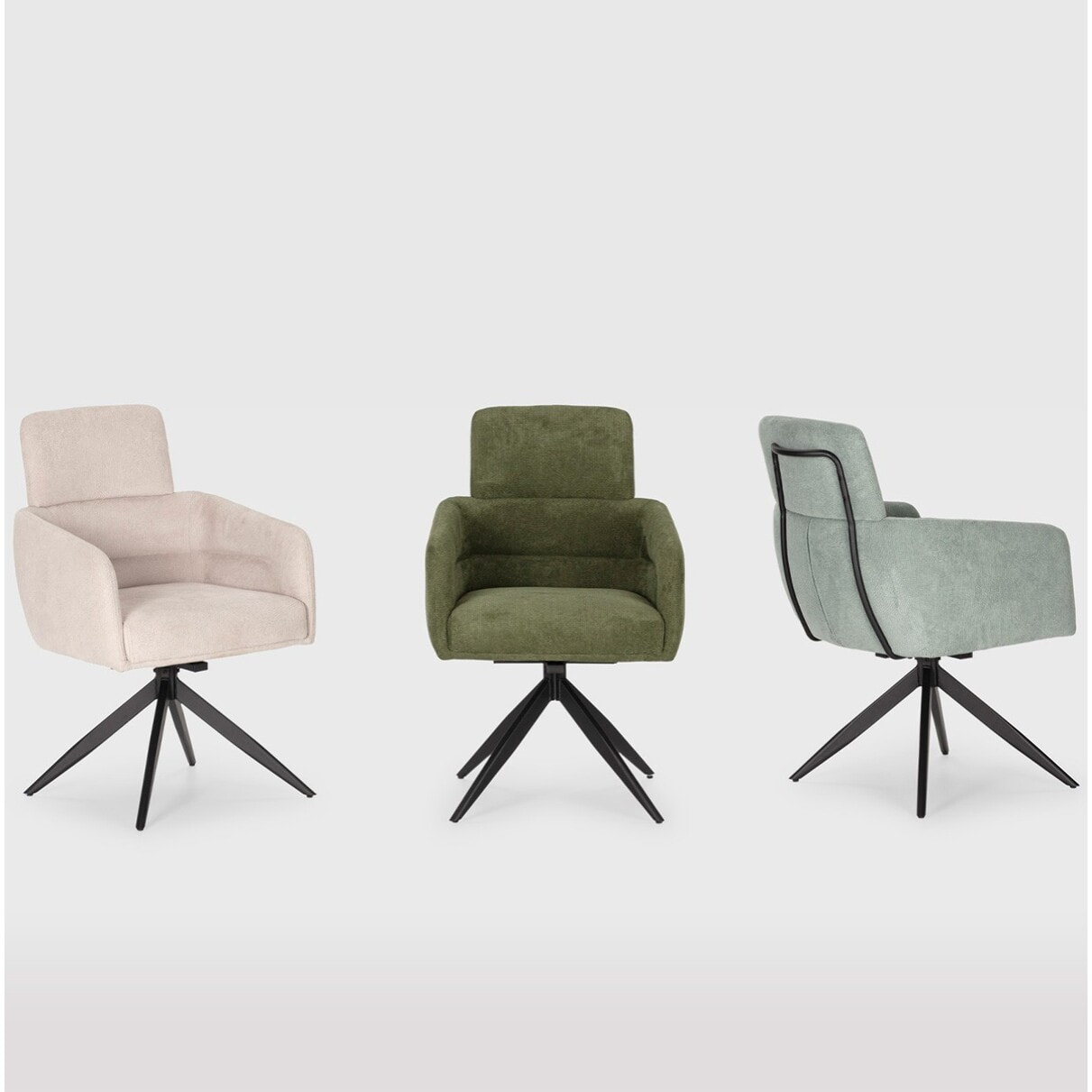 Lot de 2 fauteuils pivotants en tissu - ALVAR