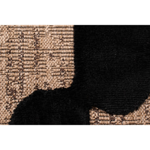 PALMA - Tapis aspect jute à motif graphique en relief - Noir