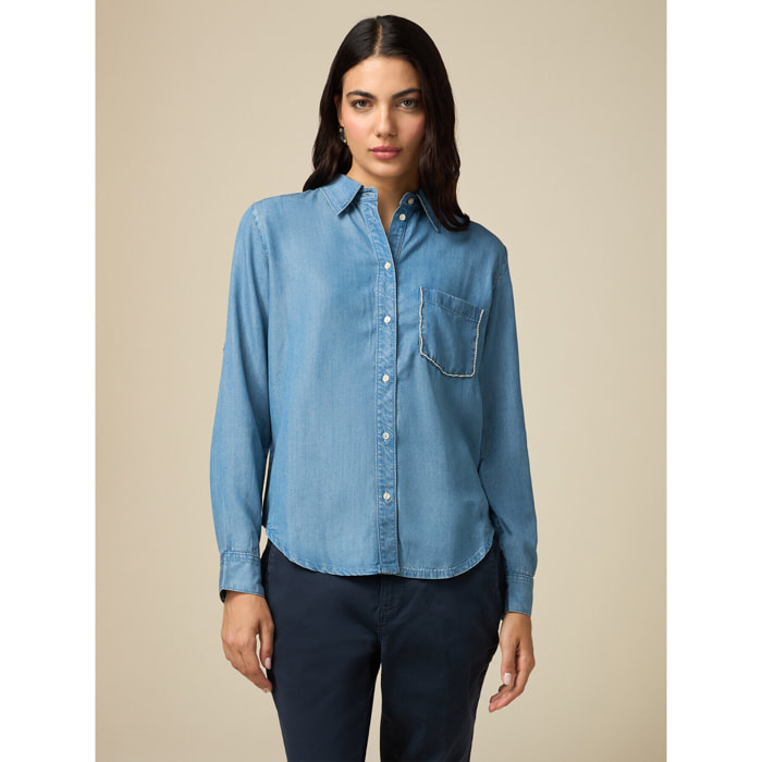 Oltre - Camicia in tencel - Azzurro