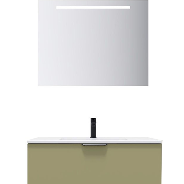 Ensemble vasque intégrée 1 tiroir + miroir - SOHO