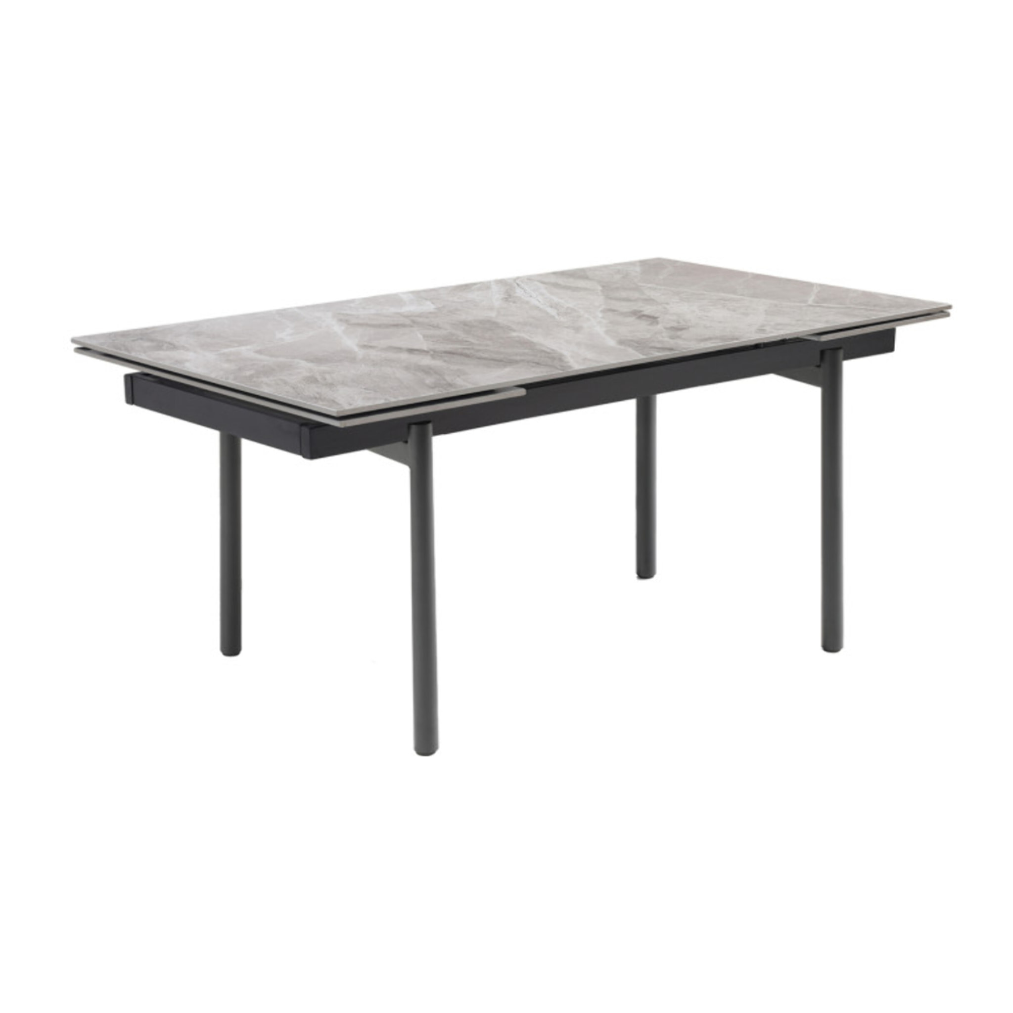 Table extensible céramique gris marbré 180/260 cm - 8 piètements - UNIK