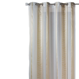 Voilage fantaisie en organza à rayures verticales design - Naturel