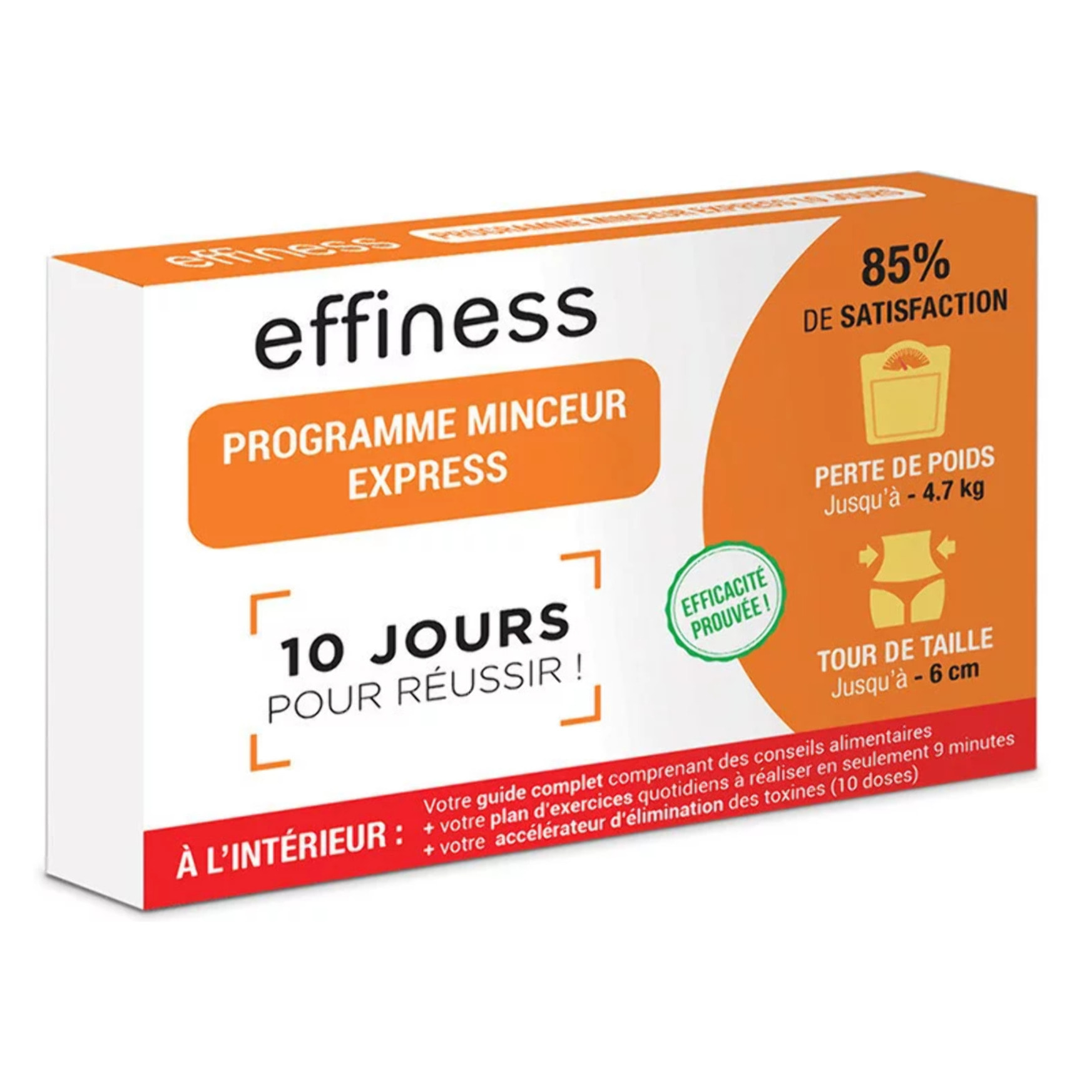 NUTRIEXPERT - Programme Minceur Express 10 jours Effiness - Elimination, perte de poids, affinement du tour de taille - Guide complet inclus - Cure 10j