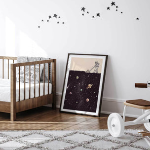 Affiche enfant space tondeuse  Affiche + cadre en bois - Noir