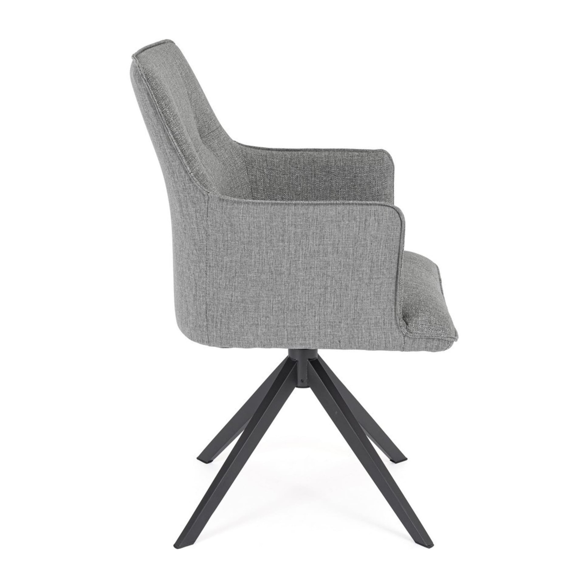 Set di sedie girevoli GOUVEIA in alluminio antracite e tessuto grigio, con braccioli