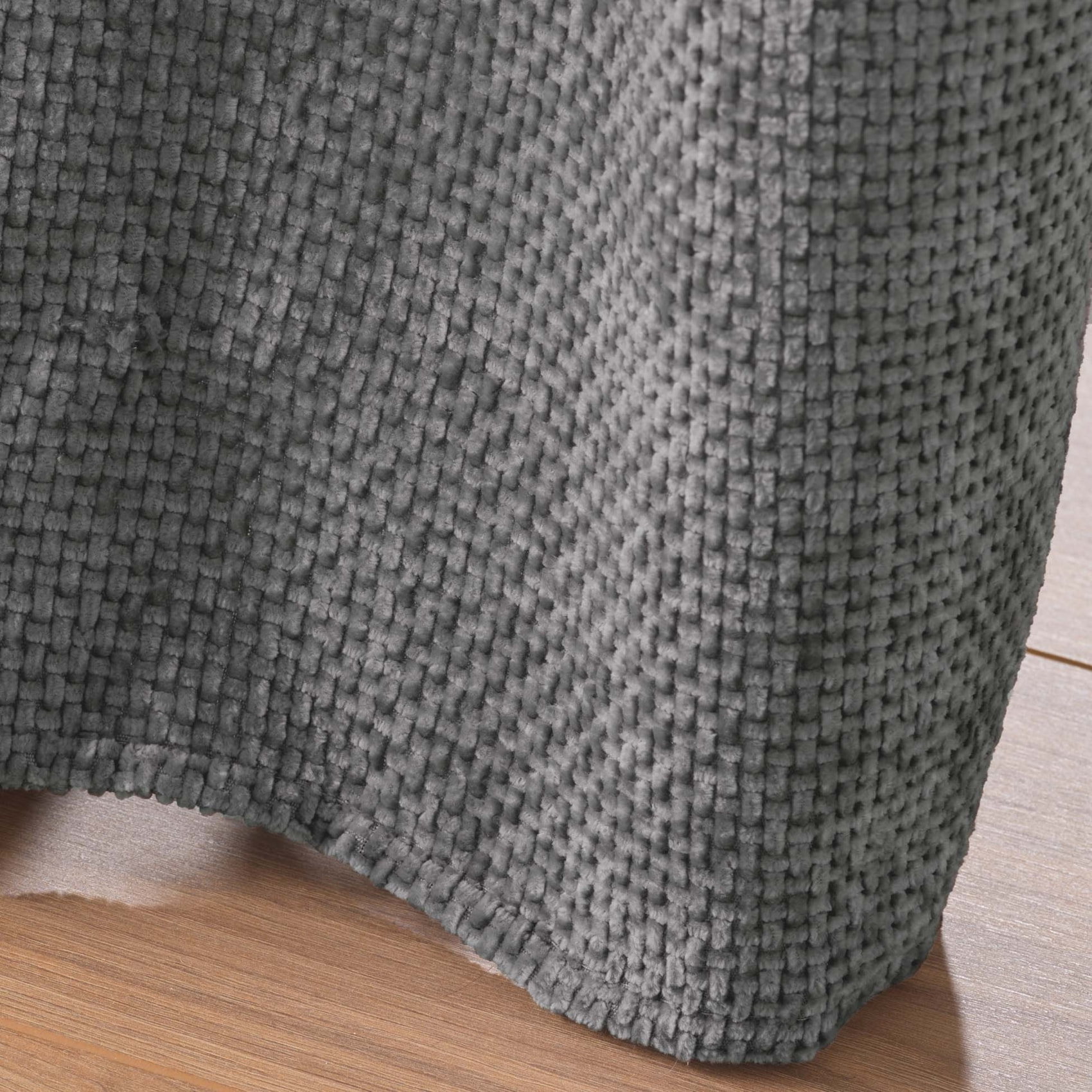 Rideau à œillets en velours chenille - Gris anthracite