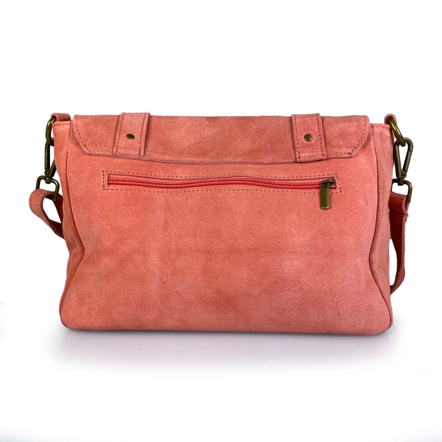 Borsa Donna in vera pelle Made in Italy colore Arancio dimensioni cm 30 x 21 x 8