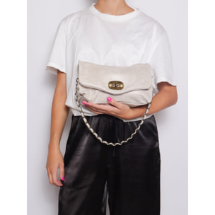 Borsa a tracolla da donna Made in Italy - Modello Floralia Lux - Pelle scamosciata - 25.0 x 15.0 x 11.0 cm