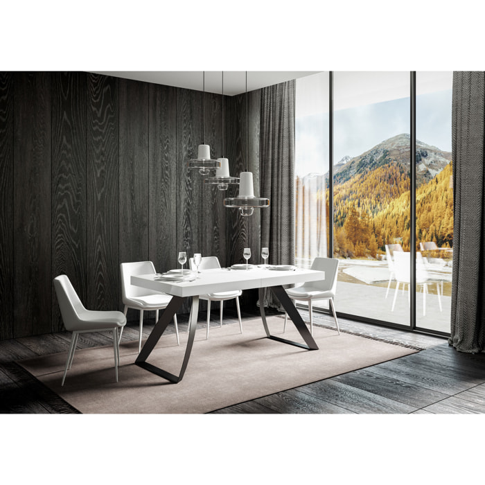 Tavolo allungabile 90x200/304 cm Proxy bianco frassino telaio Antracite