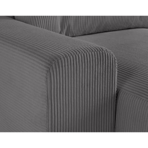 Garance - canapé modulable d'angle gauche - 5 places - en velours côtelé - Gris foncé