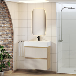 Conjunto de Baño Zel | Mueble Suspendido | 70 cm Glaciar | Dos Cajones | Lavabo Encastrado | No incluye Espejo | Mueble Montado| Alday