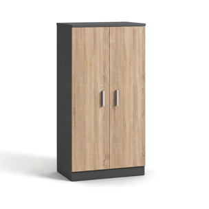 Zapatero de 2 puertas en gris grafito y roble canadian 55x108 cm Liam Gris Grafito - Roble Canadian