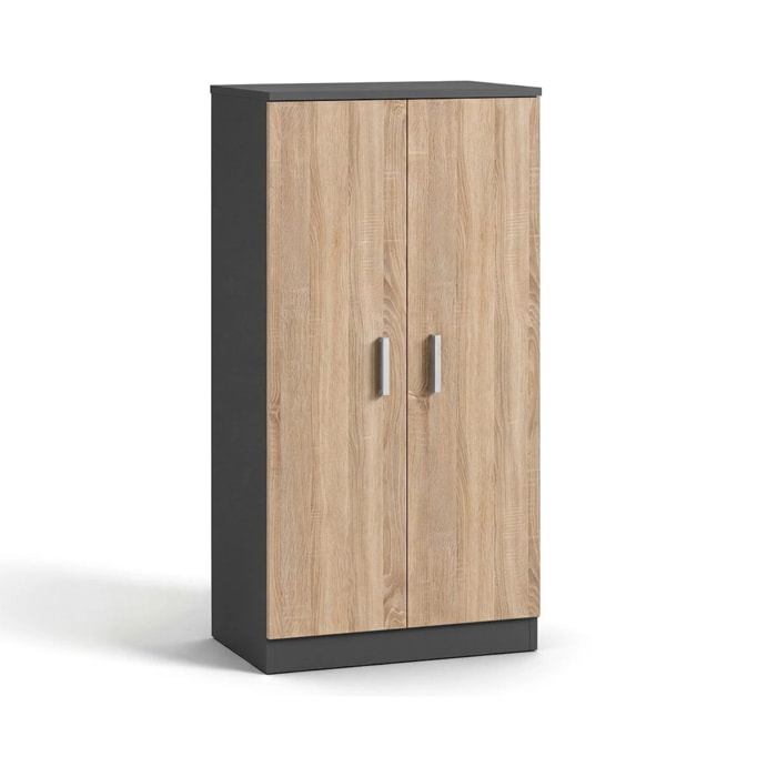 Zapatero de 2 puertas en gris grafito y roble canadian 55x108 cm Liam Gris Grafito - Roble Canadian