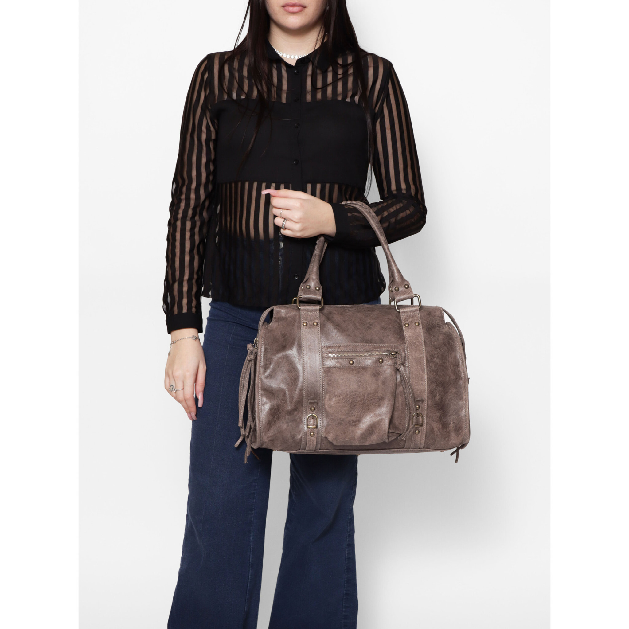 Borsa a spalla da donna - Modello Elara - Vera pelle - 41.0 x 28.0 x 13.0 cm