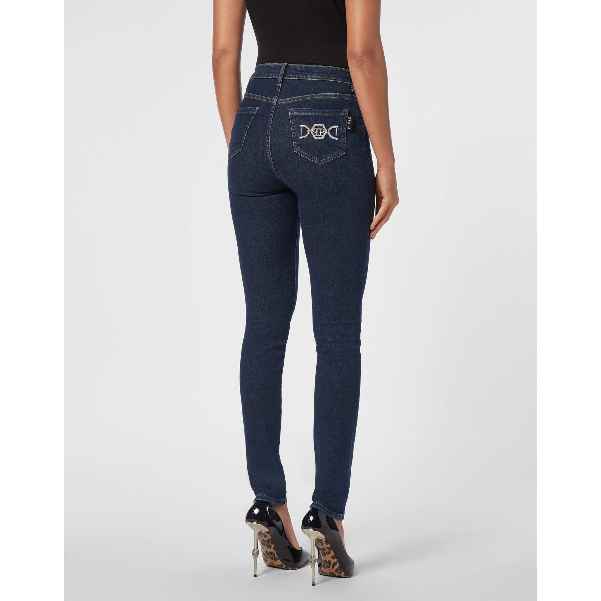 PHILIPP PLEIN Jegging de cintura alta HEXAGON