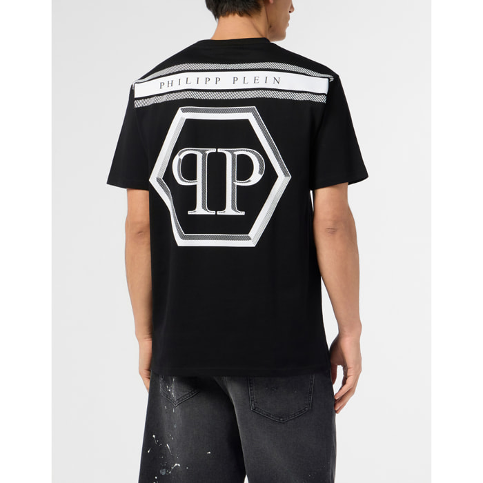 PHILIPP PLEIN Round Neck T-Shirt Lines Hexagon