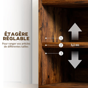 Meuble chaussures banc à chaussures 2 niveaux rangement, niche, coffre coussin noir effet bois