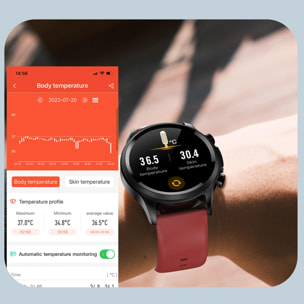 Smartwatch E400 con rilevamento della glicemia, pressione sanguigna e monitor O2. ECG con misurazione del torace.