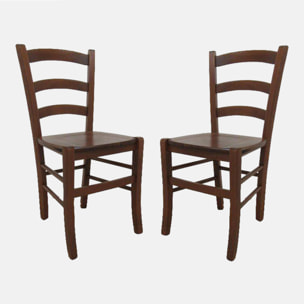 Set di 2 Sedie classiche in legno, per sala da pranzo, cucina o salotto, Made in Italy, cm 44x45h87, Seduta h cm 47, colore Noce