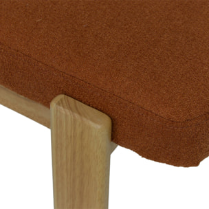 Banc, bout de lit bois d'hévéa teinte naturelle et tissu texturé NOMA