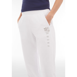 Pantaloni sportivi in heavy jersey con logo glitter e fiori