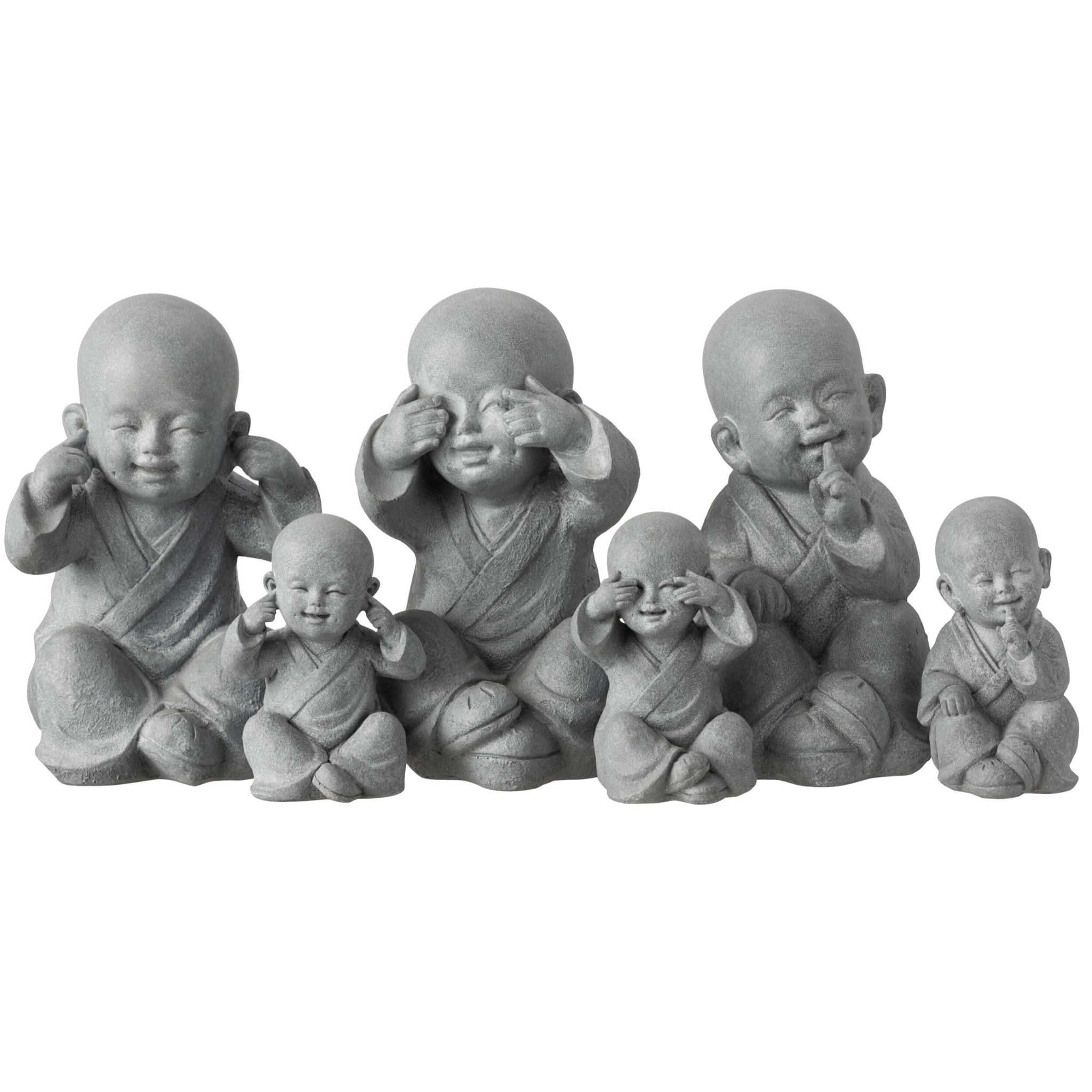 J-Line figurine Moine Entendre/Voir/Se Taire - polyrésine - gris - large - 3 pcs