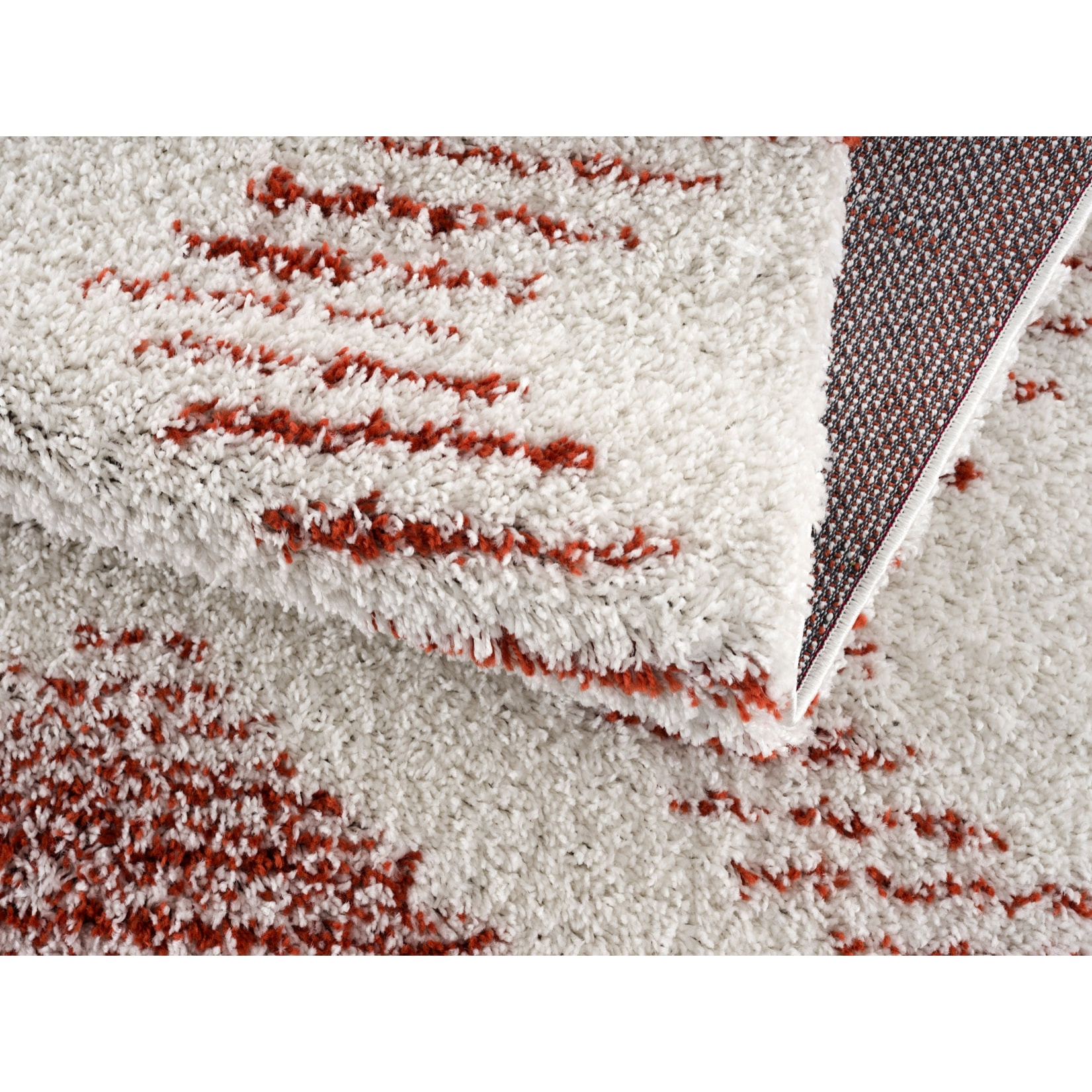 Terra - tapis shaggy de salon en laine artificielle terracotta