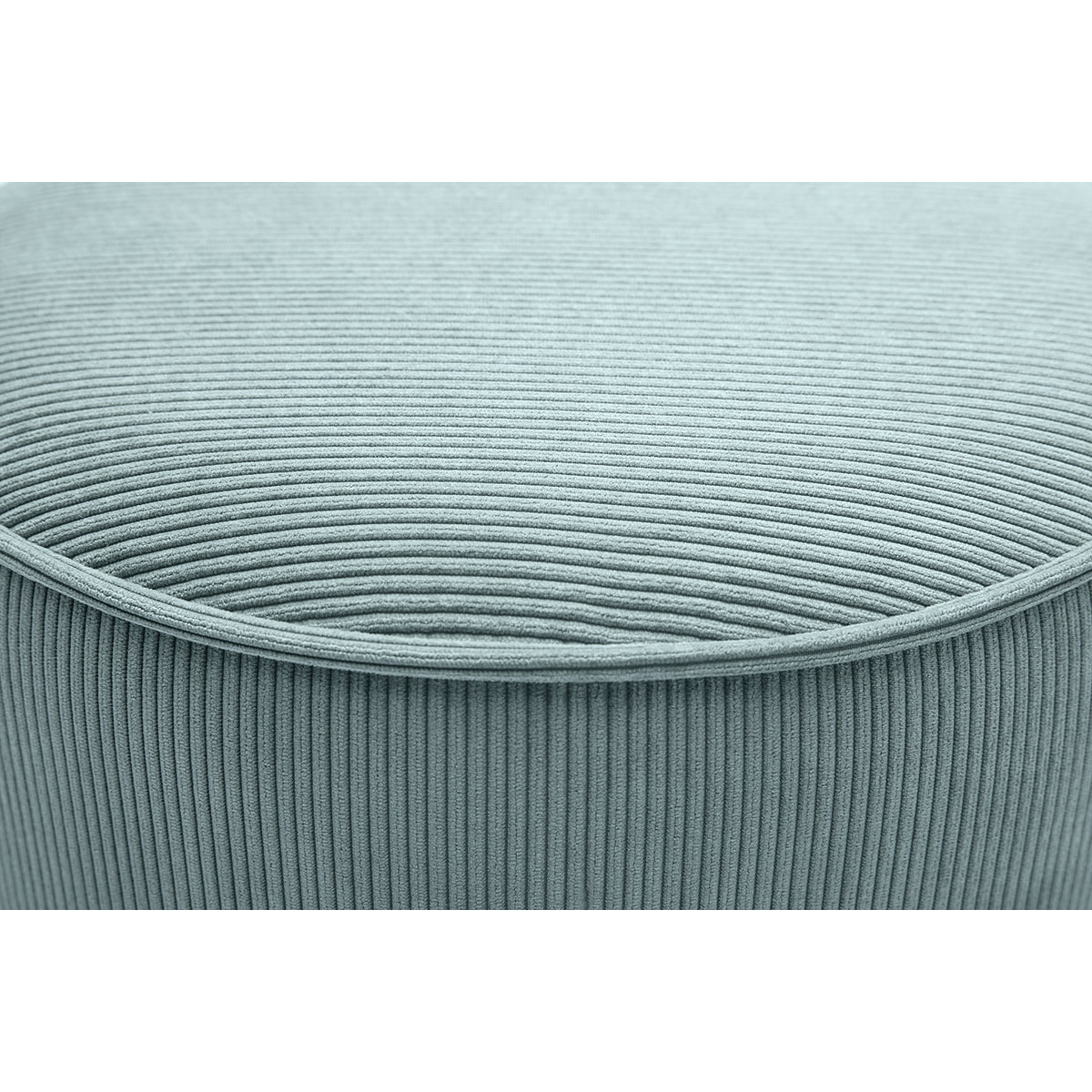 Pouf rond en velours côtelé bleu grisé D40 cm PAUL