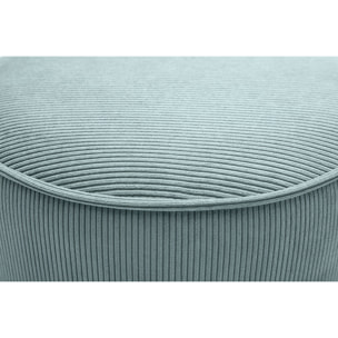 Pouf rond en velours côtelé bleu grisé D40 cm PAUL